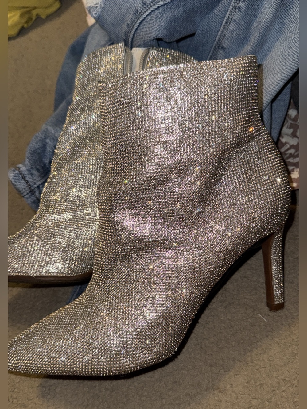 Gianni Bini Silver Crystal Ankle Booties